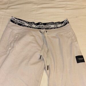 Calvin Klein Cream Joggers with Logo Waistband